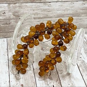 Vintage Amber Glass Teardrop Grape Bunch Mid Century Modern Decor